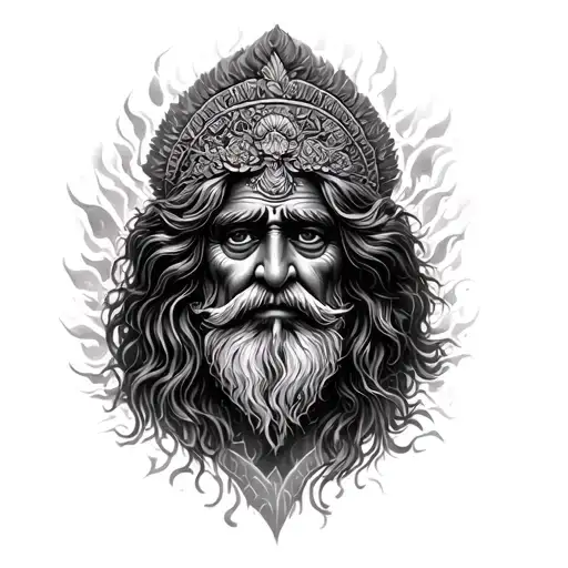 sai baba yaga across the bottom tattoo design idea