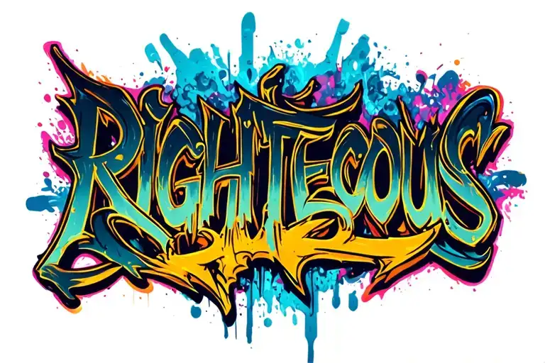 "Righteous" graffiti style font tattoo design idea