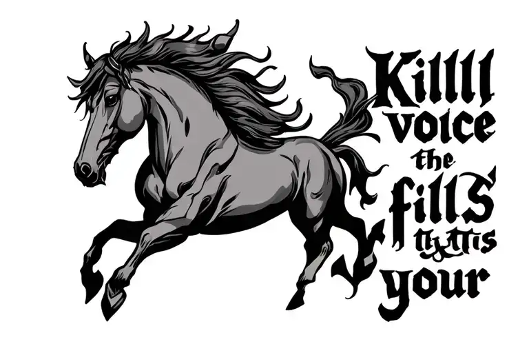 "Kill the voice tat fills your " demonic horse tattoo design idea