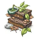 three elements, sweet pea, beans, brownie tattoo design idea