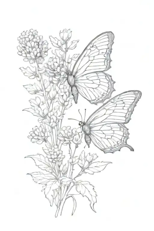 lavender, butterfly, semicolon tattoo design idea