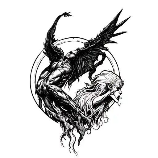 lucifer falling tattoo design idea