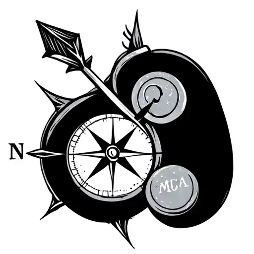an arrow and compass, with a hidden semicolon tattoo design idea