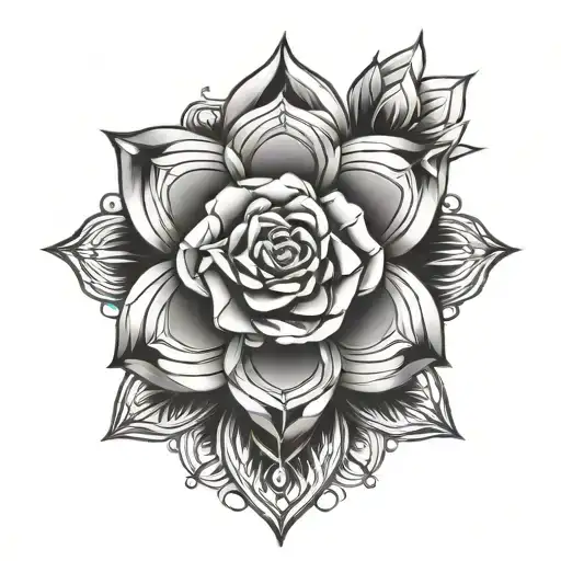 mandala rose tattoo design idea