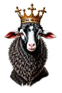 lamb with crown tattoo design idea
