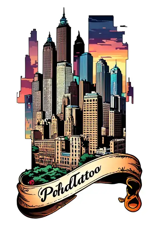 Philly tattoo with city skyline tattoo design idea