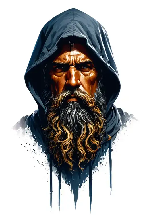 hooded warrior christian tattoo design idea