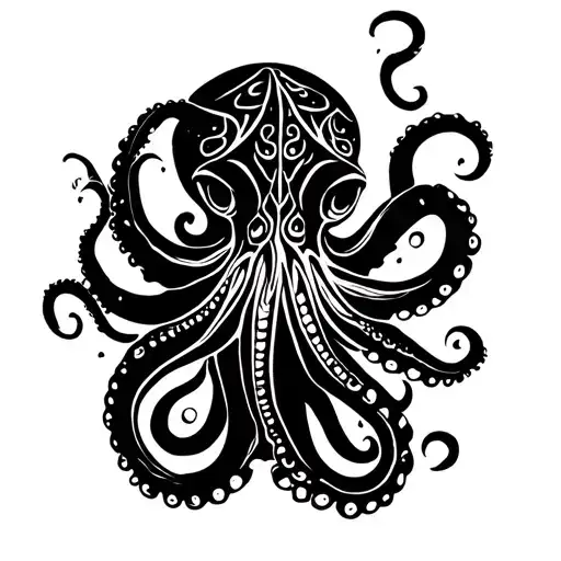 circular shaded octopus with entwined tentacles tattoo design idea