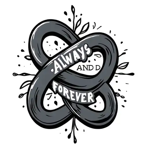 infinity symbol with text saying always and forever tattoo design idea