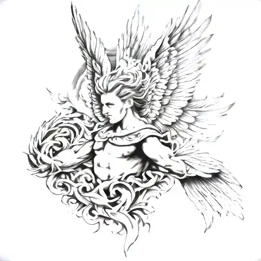 Icarus falling tattoo design idea