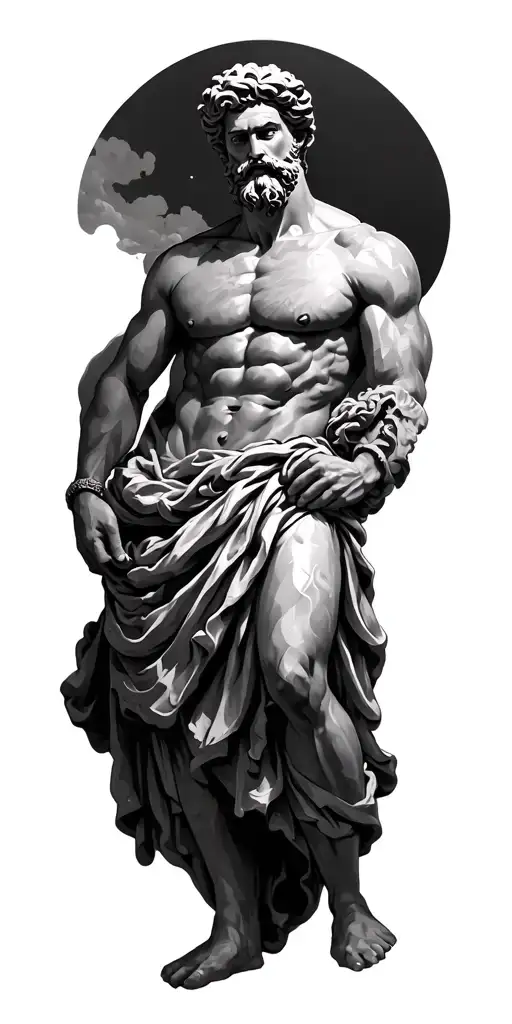 zeus with colosseum surrounded tattoo design idea