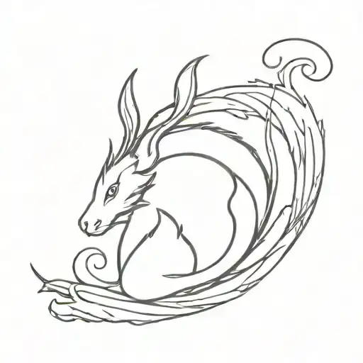 dragon rabbit moon water tattoo design idea