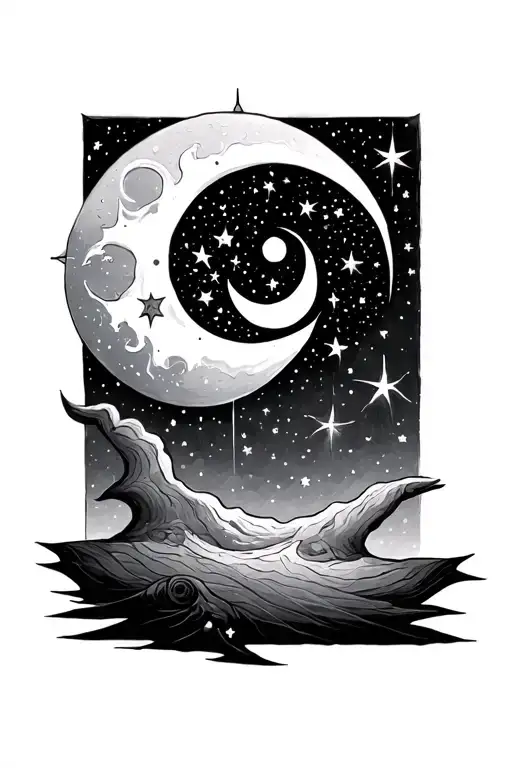 sun moon stars tattoo design idea