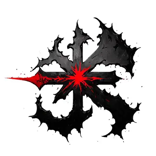 Saiyan symbol mark with a red iron on the skin by tearing it away with tattoo design idea