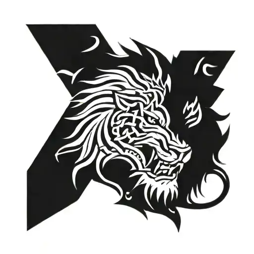 Lion roaring runic perhaps viking tattoo design idea