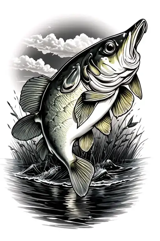 outdoors and bass fishing arm sleeve tattoo tattoo design idea