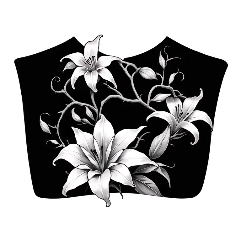 vines and lilys collarbone tattoo tattoo design idea