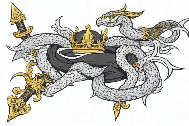 the cruel prince crown snake and sword tattoo design idea