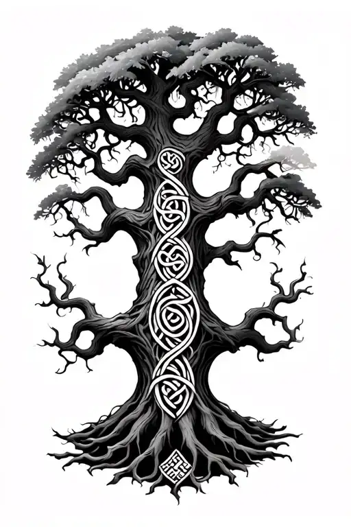 celtic oak tree tattoo design idea
