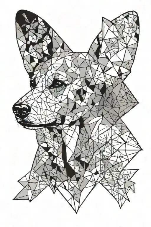 corgi geo patern tattoo design idea