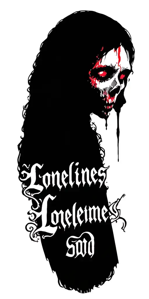 "Lonelines " sad Lettering tattoo design idea