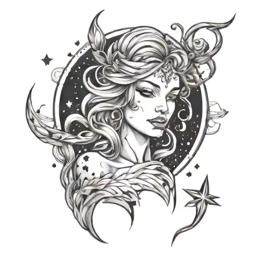 Lanie Deborah Lynn with Aquarius constellation tattoo design idea