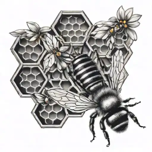 bee honeycomb tattoo design idea