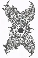 Tribal: Philippines SUn on top, wavy lines symmetrical tattoo design idea