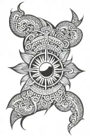 Tribal: Philippines SUn on top, wavy lines symmetrical tattoo design idea