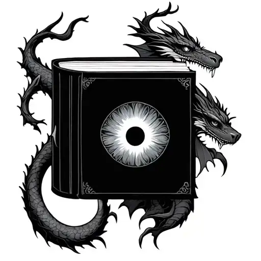 dragon book Evil Eye tattoo design idea