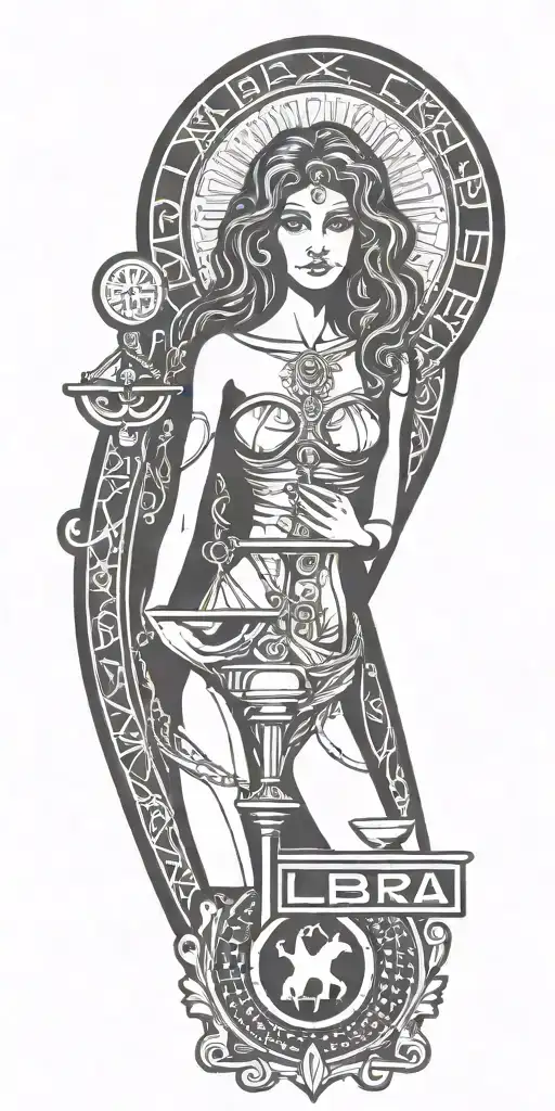 Libra and young sexy woman betrays tattoo design idea