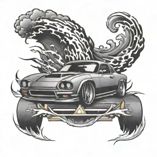 japenesse car drifting tattoo design idea