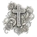a cross with the verse luke 1:37 going through it  tattoo design idea