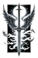 sword with wings tattoo design idea