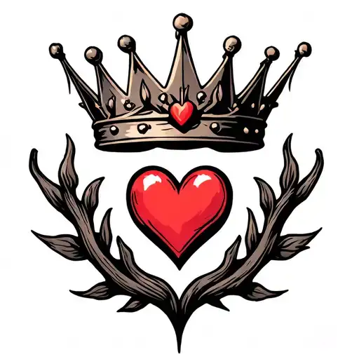 Thorn crown with Jesus heart and friendship symbol tattoo design idea