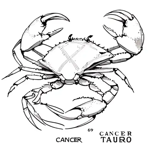 crab lines, inside 69 and the inscription CANCER ARIES TAURO tattoo design idea
