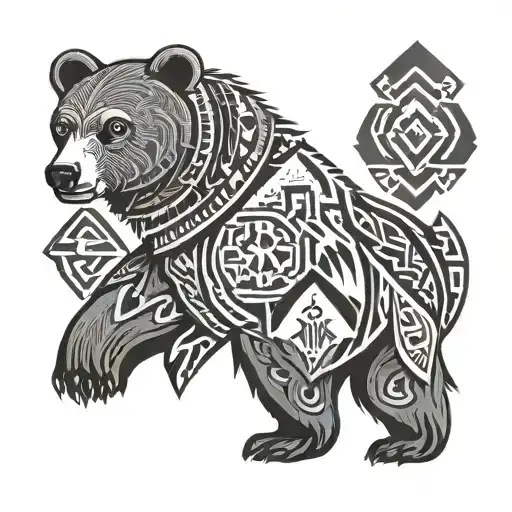 Combine Navajo symbols with a bear silhouette for a unique tattoo tattoo design idea