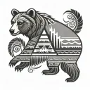 Combine Navajo symbols with a bear silhouette for a unique tattoo tattoo design idea