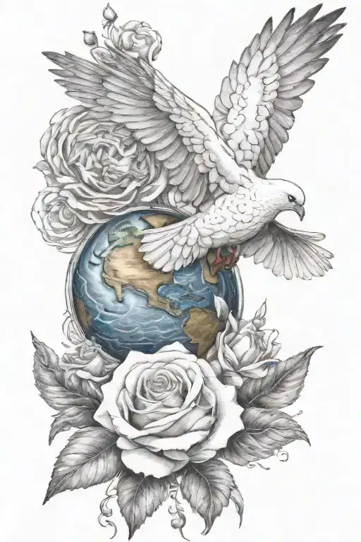 memorial for mom with dove carrying earth on his tattoo design idea