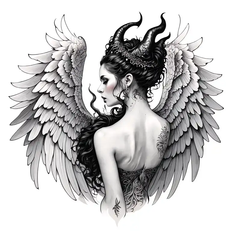 meleficent full back tattoo design wings co ordinates tattoo design idea