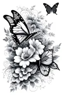 butterflies flowers filigree wave design tattoo design idea