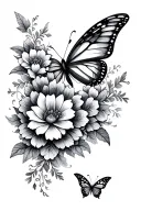 butterflies flowers filigree wave design tattoo design idea