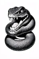 snake with fangs tattoo design idea