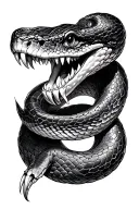 snake with fangs tattoo design idea
