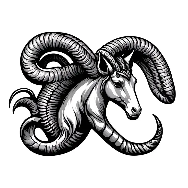 Capricorn symbol integrated tattoo design idea