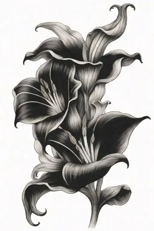 chicory and calla lilly flower bouquet tied tattoo design idea