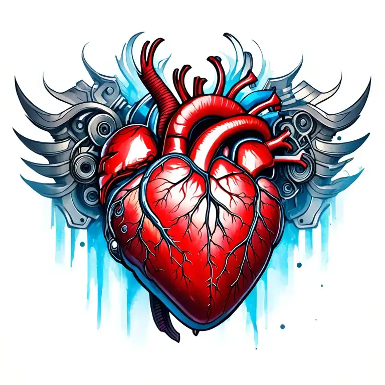 men mechanical heart chest tattoo under skin tattoo design idea