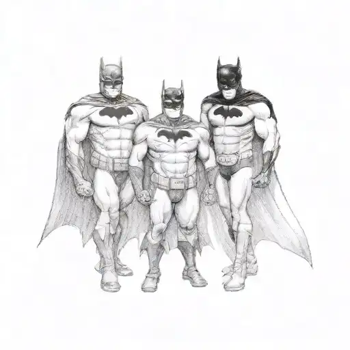 daddy as batman with 2 daughters tattoo design idea