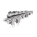 a train on a bridge tattoo design idea