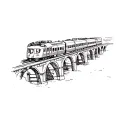 a train on a bridge tattoo design idea